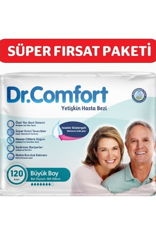 Dr Comfort Yetişkin Bel Bantlı Hasta Bezi Large 120 Adet L