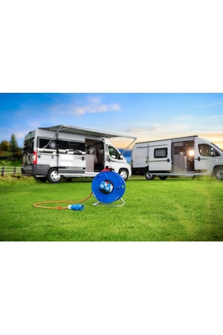 Brennenstuhl Garant Serisi IP44 CEE 2 Girişli Kamp ve Karavan Makarası 25 Metre - 1182760100
