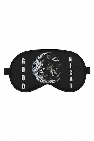 MorMavi Yıkanabilir Uyku Maskesi Işık Önleyici Göz Dinlendirme Ve Terapi Bandı Yoga Göz Bandı Siyah Good Nıght