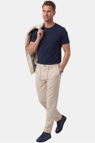 Deep Sea Deepsea Bej Slim Fit Gofre Dokulu Yazlık Spor Takım Elbise Yarım Astarlı Likralı 2 Li Kombin 2604007