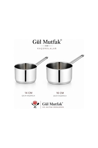 2 Li Paslanmaz Çelik Kaçerola Sosluk Sütlük Seti Tabanlı