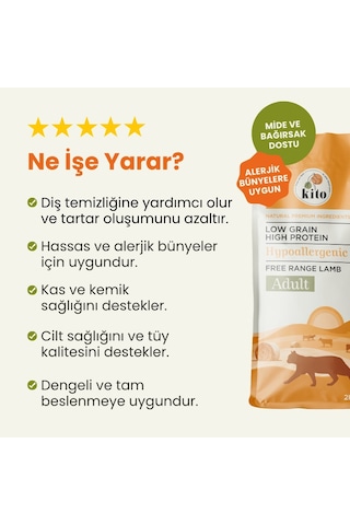 Kito Doğal Besi Kuzu Etli Yetişkin Kedi Maması 2 KG