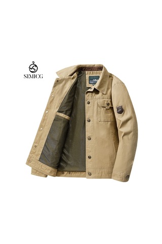 Yeni Şık Yakalı Düz Renk Günlük Erkek Ceketi Haki