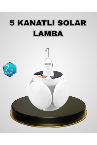 5 Kanatlı Solar Kamp Lambası Usb Şarjlı Taşınabilir Ip65 Su Geçirmez Bahçe Lambası
