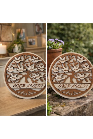 Soy Ağacı Temalı Masa İsimliği Kişiye Özel 15 Cm No 48