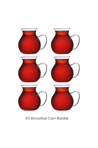 Mithra Life 6 Adet Ateşe Dayanıklı Kulplu Cam Çay Bardağı Kupa Seti 200 Ml Mıt1165 Sku: Smg8690010591227