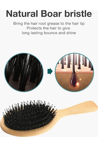 Xurunkeji Domuz Kılı Saç Fırçası Doğal Kayın Tarak Saç Fırçası Kıvırcık Kalın Uzun Kuru Islak Saçlar İçin Saç Açıcı Masaj Fırçaları Kadınlar-b