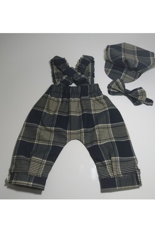 Moms and Babies MOMSANDBABİES Erkek Bebek Ekose Harem Pantolon Lacivert - Krem