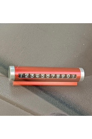 Universal Araç İçi Alüminyum Değiştirilebilen Geçici Park Telefon Numaratörü Kırmızı