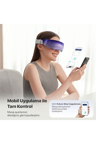 SKG KS700-e Akıllı Göz Masaj Aleti / Robotu Soğuk Kompress Mobil App, Isı Terapisi & Termoterapi Mor-lacivert