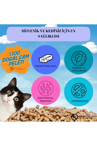 Karaoğlan Tarım Kedi Kumu Organik %100 Çam Peleti Kokulu Tozsuz 20 L 10 KG
