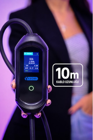 Yasomi 7kw Monofaze Taşınabilir Hızlı Şarj Istasyonu 10 Metre 24 Ay 7.4 kW