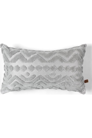Bohem Özel Tasarım Punch Panç Desen Dekoratif Dikdörtgen Kırlent Kılıfı 28x50 cm Letta Gri