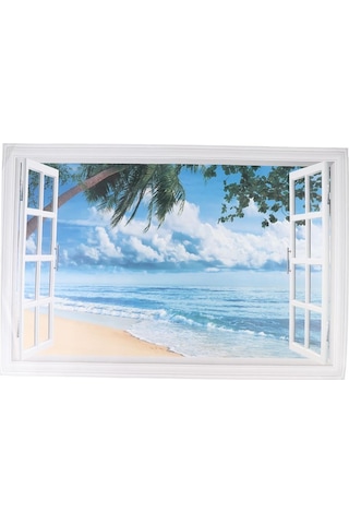 Suntek 3d Beach Seascape Sahte Windows Duvar Çıkartması Living