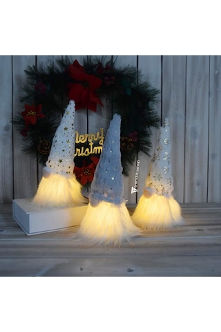 Noel Dekorasyon Gnome, Led'li 25 Cm Yüksek, Noel Baba Noel Baba T