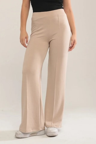 Ahves Çımalı İspanyol Paça Pantolon 1590 - Bej Bej