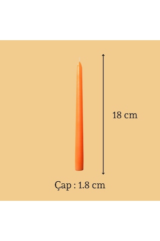 6 Lı Kısa Turuncu Konik Şamdan Mum Yükseklik 18 Cm Turuncu