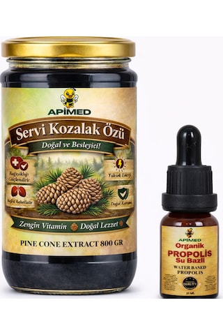 Servi Kozalak Özü 800 Gr Ve Su Bazlı Propolis 20ml %100 Doğal Katkısız Çam Kozalağı Özü Yoğun Kıvam