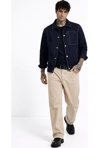 Freemen Erkek Dikiş Detaylı Oversize Gabardin Mevsimlik Ceket & Mont-388 Lacivert