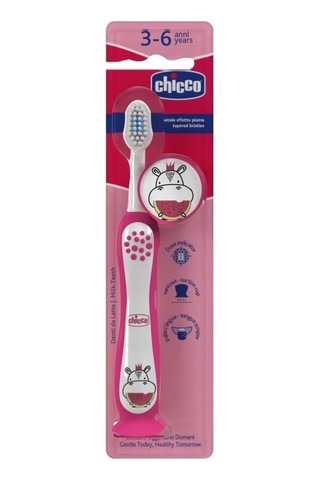 Chıcco / Süt Diş Fırçası - 3-6 Yaş İçin Uygun / Fuşya, Kadınsı Renk, Hippo Teması Diğer