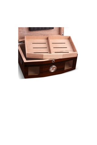 İtalyan Sediri 2 Katlı Camlı Özel Humidor Puro Kutusu Rd18