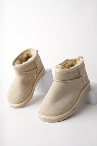 Muggo Snow Garantili Unisex Çocuk Kalın Taban İçi Tüylü Günlük Mini Yarım Bot