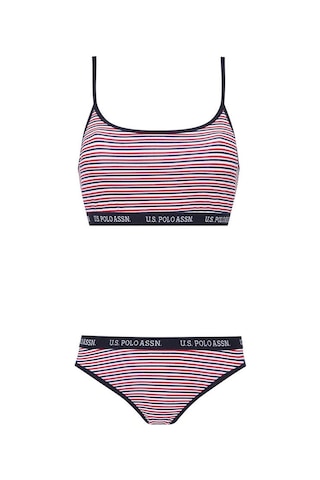 U.s. Polo Assn. Çizgili Büstiyer Slip Takım Lacivert 001