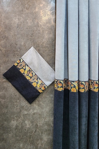 Country Fon Perde Gri Siyah Renk Gri