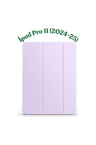 Fuchsia İpad Pro 11" M4 - 2024 İle Uyumlu Smart Cover Kalemlik Bölmeli Standlı Tablet Kılıfı Kapaklı Kılıf