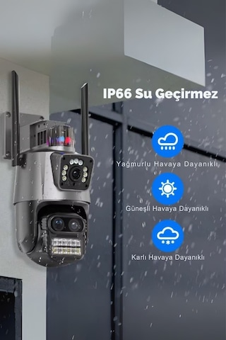 Büro Ev Ofis Güvenliği İçin 3 Lens Çift Yön Kablosuz Güvenlik Kamerası