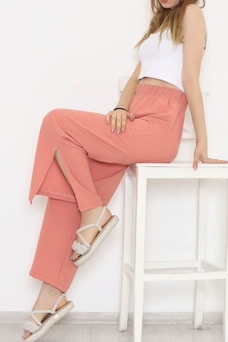 Enenstyle Fashıon Boutıque Rahat Kalıp Beli Lastikli Bol Paça Salaş Yazlık Kadın Aerobin Pantolon Açık Pembe