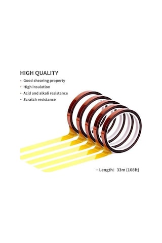 Pazly Geniş 3-200mm Isı Yalıtımı Poliimid Bant, Yüksek Sıcaklık Yapışkan Bant, 3d Baskı Kurulu Koruma Bandı, 200mm 200mm