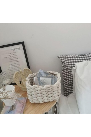 Dokuma Saklama Sepeti, Pamuk Halat Küçük Depolama Sepeti, Minimalist Tuvalet Kağıdı Sepeti, Sevimli Depolama Sepetleri Gri Açık Gri