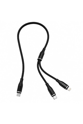2 Si 1 Arada Type-c To Type-c + Lightning Hızlı Şarj Ve Data Kablosu 70 Cm Pd & Qc Destekli
