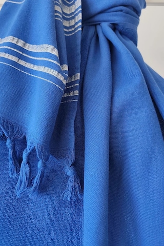 Saks Mavi Çizgili Havlu Peştemal 90x170cm - Plaj Havlusu - %100 Pamuk Saks Mavi