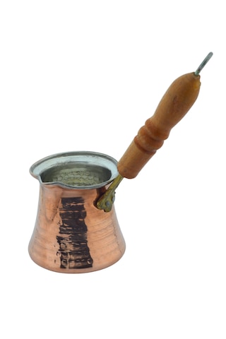 Ludıa Ahşap Saplı El Yapımı Dövme Bakır Cezve No3 Kahve Cezvesi