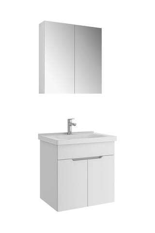 Kale Stora 65 Cm Set Parlak Beyaz Lavabo Dolabı + Aynalı Dolap