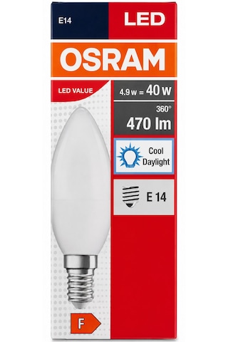 Osram 4.9w 40w 10'lu Paket Led Mum Ampul Beyaz Işık-6500k E14 10 Adet