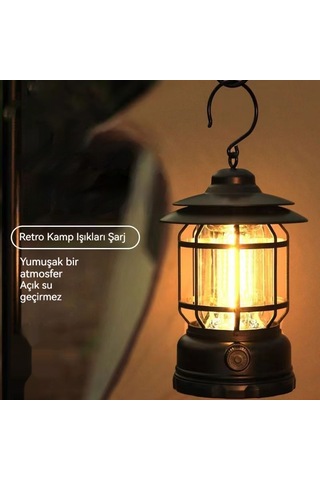 Jian Fan Açık Kamp Acil Aydınlat Maşarj Edilebiler Taşınabilinir Led Atığıgııı-siyah Siyah