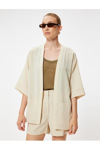 Koton Kimono 3/4 Geniş Kol Bol Kalıp Ekru 4sak50143pw Ekru