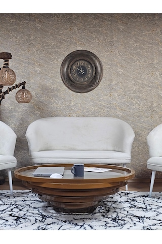 Zafir Teddy Takım Beyaz Boyalı Sivriltme Ayak Çay Seti Koltuk - Berjer , Balkon, Salon, Ofis Krem