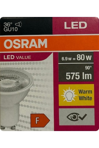 10 Adet Osram 6.9w 80w 2700k Sarı Işık Gu10 Duylu Led Spot Ampul