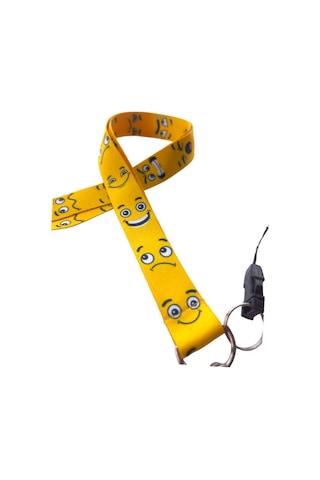 Smile Surat Kart Askı Ipi, Yaka Askı Ipi, Telefon Askısı Ve Sarı Plastik Yatay Kartlık