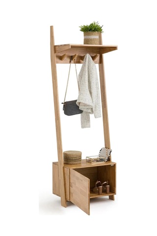 Tek Kapaklı Çam Masif Ahşap Vestiyer, Portmanto 195x60x40 Cm