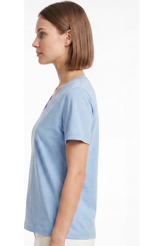 Goffra Kadın Vision V Yaka Premium Kalite Yoğun Dokulu Pamuklu T-shirt Açık Mavi W102-r0220-04