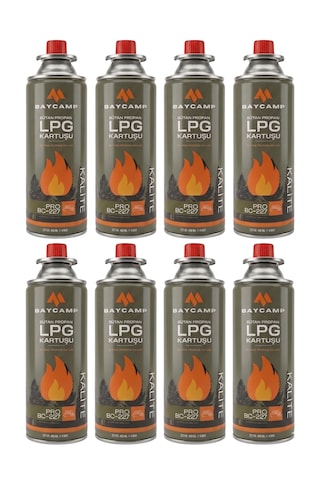 Baycamp 227gr 400 Ml Butan Propan Lpg Kartuş 8 Li Paket Çok Renkli