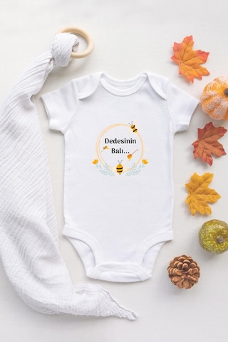 Tuğba Baby Özel Tasarım Dedesinin Balı Bebek Body Beyaz Badi Beyaz