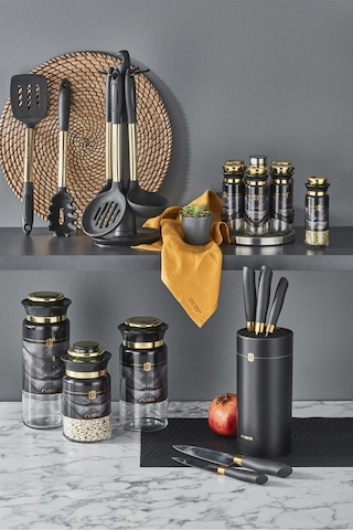 Neva N3274 Marble Plus 6 Lı Baharat Seti Siyah