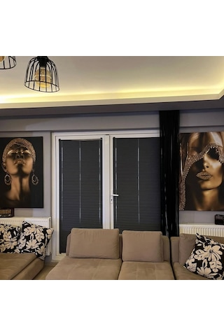 Katlanır Antrasit Renk Plise Perde Cam Balkon Ve Ev Perdesi Premium Serisi Askılı Veya Vidalı Antrasit