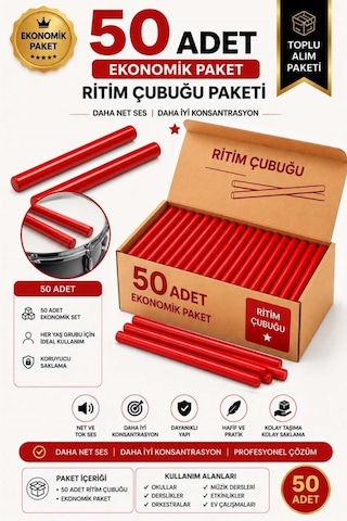 Midex Örf-bt-25rd-25x Kırmızı Ritim Çubuğu Örf Aletleri Seti 25 Cm Karbon Fiber Toptan Paket 25 Çift Tek Renk
